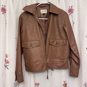 Brown Faux Leather Jacket